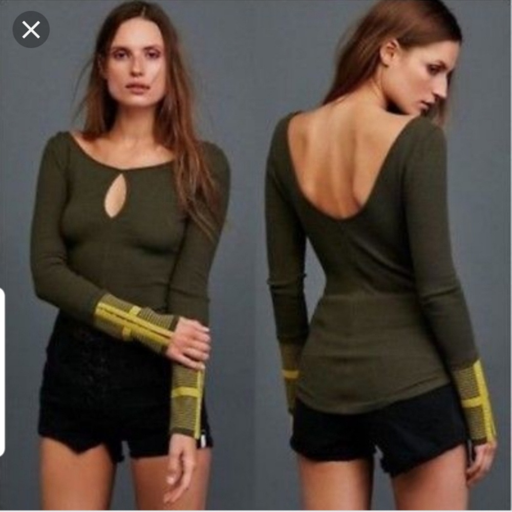 Free People Navy Green Thermal XS